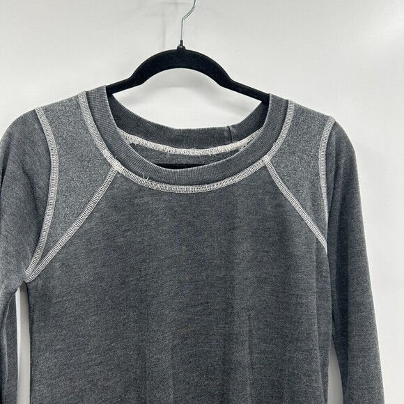 NWT CHASER Dark Gray Super Soft Reverse Fleece Shoulder Crew Neck Sweater XS - Picture 3 of 4